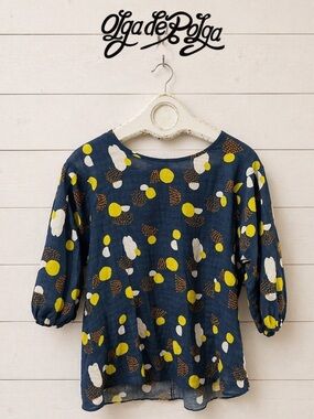 OLGA DE POLGA – Printed Blouse with Back Zip – Size 1 S/M